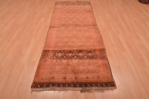 Khan Mohammadi Brown Runner Hand Knotted 33 X 90  Area Rug 100-109055 Image 4