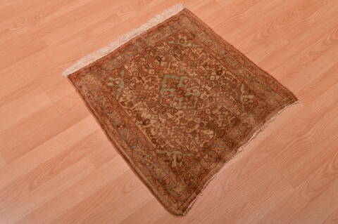 Baluch Brown Square Hand Knotted 22 X 22  Area Rug 100-109081 Image 4