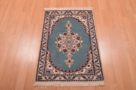Nain Blue Square Hand Knotted 110 X 21  Area Rug 100-109082 Image 1