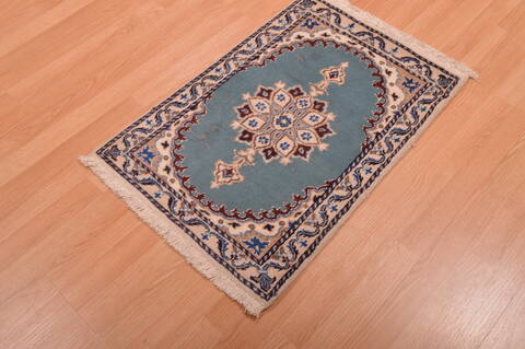 Nain Blue Square Hand Knotted 110 X 21  Area Rug 100-109082 Image 2