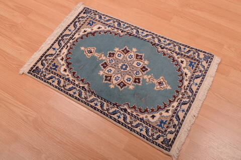 Nain Blue Square Hand Knotted 110 X 21  Area Rug 100-109082 Image 3