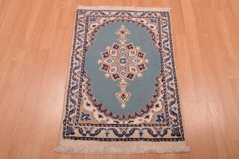 Nain Blue Square Hand Knotted 110 X 21  Area Rug 100-109082 Image 4