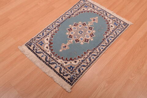Nain Blue Square Hand Knotted 110 X 21  Area Rug 100-109082 Image 5