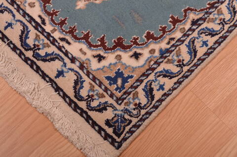 Nain Blue Square Hand Knotted 110 X 21  Area Rug 100-109082 Image 6