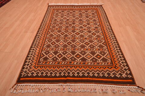Kilim Brown Hand Knotted 410 X 80  Area Rug 100-109123 Image 1