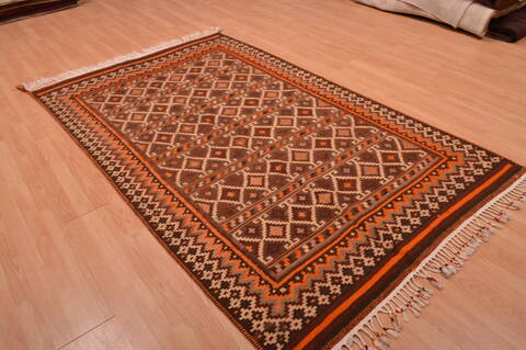 Kilim Brown Hand Knotted 410 X 80  Area Rug 100-109123 Image 3