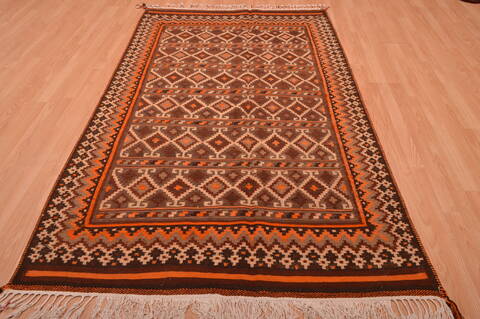 Kilim Brown Hand Knotted 410 X 80  Area Rug 100-109123 Image 4