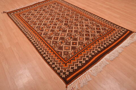 Kilim Brown Hand Knotted 410 X 80  Area Rug 100-109123 Image 5