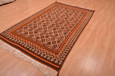 Kilim Brown Hand Knotted 410 X 80  Area Rug 100-109123 Image 6