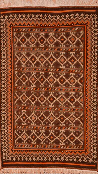 Kilim Brown Hand Knotted 410 X 80  Area Rug 100-109123 Image 0