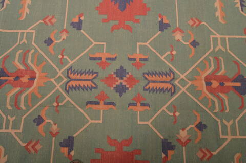 Kilim Green Hand Woven 90 X 117  Area Rug 100-109131 Image 10