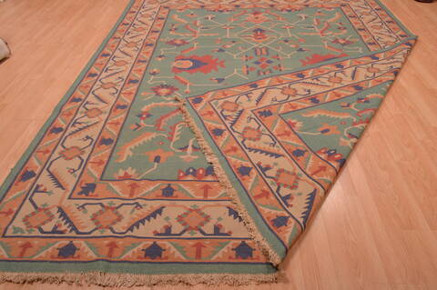 Kilim Green Hand Woven 90 X 117  Area Rug 100-109131 Image 13