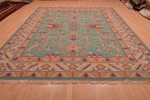 Kilim Green Hand Woven 90 X 117  Area Rug 100-109131 Image 1