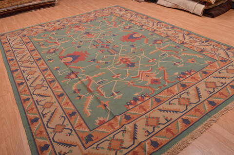 Kilim Green Hand Woven 90 X 117  Area Rug 100-109131 Image 3
