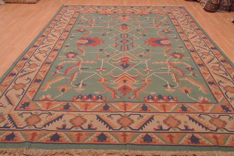 Kilim Green Hand Woven 90 X 117  Area Rug 100-109131 Image 4