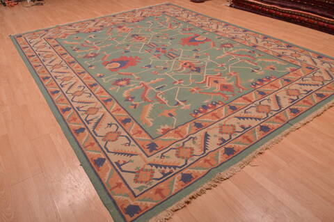 Kilim Green Hand Woven 90 X 117  Area Rug 100-109131 Image 5