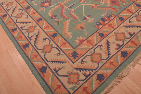 Kilim Green Hand Woven 90 X 117  Area Rug 100-109131 Image 6