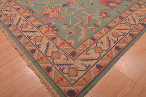 Kilim Green Hand Woven 90 X 117  Area Rug 100-109131 Image 8