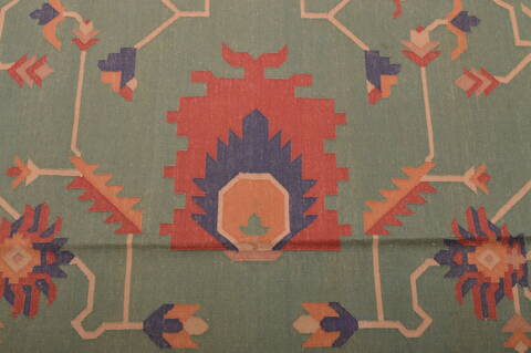 Kilim Green Hand Woven 90 X 117  Area Rug 100-109131 Image 9