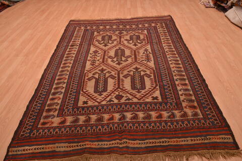 Kilim Brown Hand Knotted 55 X 84  Area Rug 100-109136 Image 1