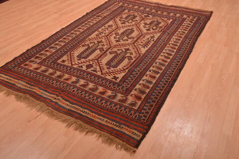 Kilim Brown Hand Knotted 55 X 84  Area Rug 100-109136 Image 2