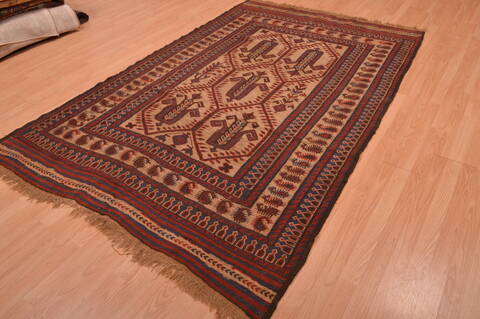Kilim Brown Hand Knotted 55 X 84  Area Rug 100-109136 Image 4