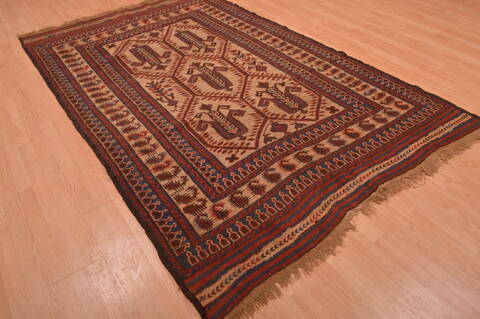 Kilim Brown Hand Knotted 55 X 84  Area Rug 100-109136 Image 5