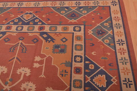 Kilim Red Flat Woven 89 X 110  Area Rug 100-109138 Image 10