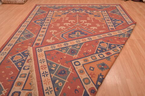 Kilim Red Flat Woven 89 X 110  Area Rug 100-109138 Image 13