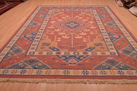 Kilim Red Flat Woven 89 X 110  Area Rug 100-109138 Image 1