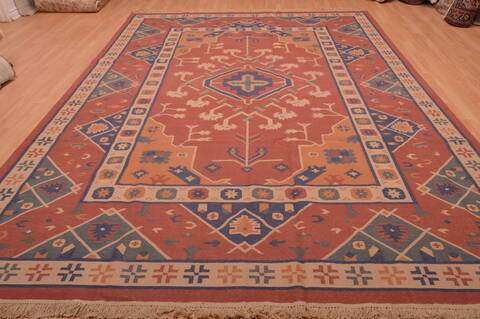 Kilim Red Flat Woven 89 X 110  Area Rug 100-109138 Image 4