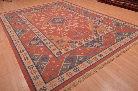 Kilim Red Flat Woven 89 X 110  Area Rug 100-109138 Image 5