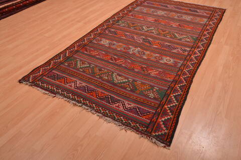 Kilim Brown Runner Hand Knotted 44 X 91  Area Rug 100-109152 Image 2