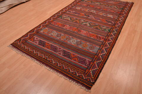 Kilim Brown Runner Hand Knotted 44 X 91  Area Rug 100-109152 Image 5