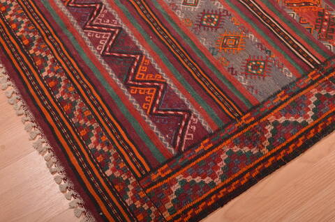 Kilim Brown Runner Hand Knotted 44 X 91  Area Rug 100-109152 Image 8