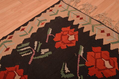 Kilim Black Flat Woven 80 X 124  Area Rug 100-109160 Image 6