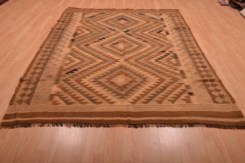 Kilim Brown Hand Knotted 64 X 89  Area Rug 100-109161 Image 1
