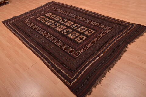 Kilim Brown Flat Woven 511 X 95  Area Rug 100-109166 Image 3