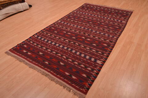 Kilim Red Hand Knotted 49 X 92  Area Rug 100-109170 Image 11