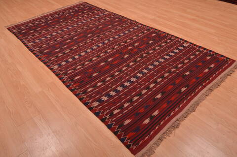 Kilim Red Hand Knotted 49 X 92  Area Rug 100-109170 Image 12