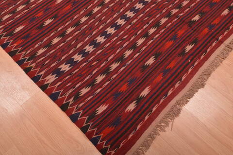 Kilim Red Hand Knotted 49 X 92  Area Rug 100-109170 Image 13