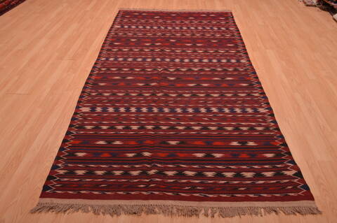 Kilim Red Hand Knotted 49 X 92  Area Rug 100-109170 Image 1