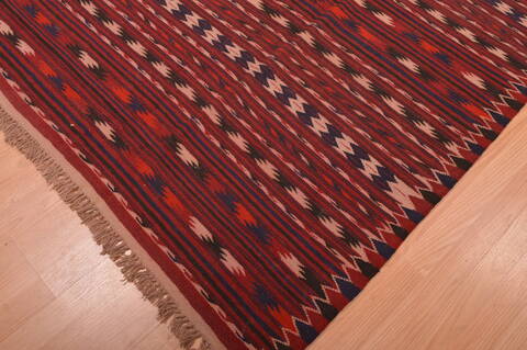 Kilim Red Hand Knotted 49 X 92  Area Rug 100-109170 Image 2