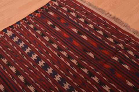 Kilim Red Hand Knotted 49 X 92  Area Rug 100-109170 Image 4