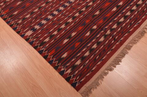 Kilim Red Hand Knotted 49 X 92  Area Rug 100-109170 Image 5