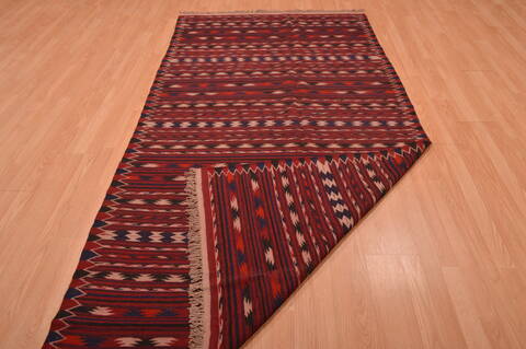 Kilim Red Hand Knotted 49 X 92  Area Rug 100-109170 Image 7