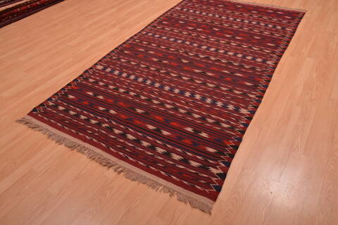 Kilim Red Hand Knotted 49 X 92  Area Rug 100-109170 Image 8