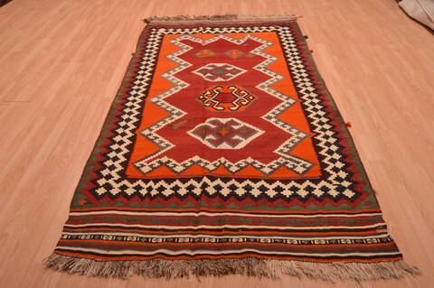 Kilim Red Hand Knotted 46 X 81  Area Rug 100-109171 Image 1