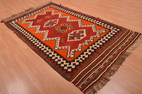 Kilim Red Hand Knotted 46 X 81  Area Rug 100-109171 Image 3