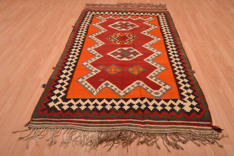 Kilim Red Hand Knotted 46 X 81  Area Rug 100-109171 Image 4